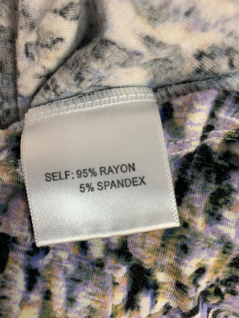 Size 1X Rose & Olive Womens Print Scoop Neck Tunic 3/4 Sleeve