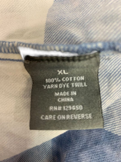 XL Berkley Jensen Womens Blue White Casual Button Up Shirt