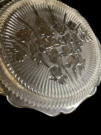 Vintage Jeanette Clear Glass Iris and Herringbone Plate 8"