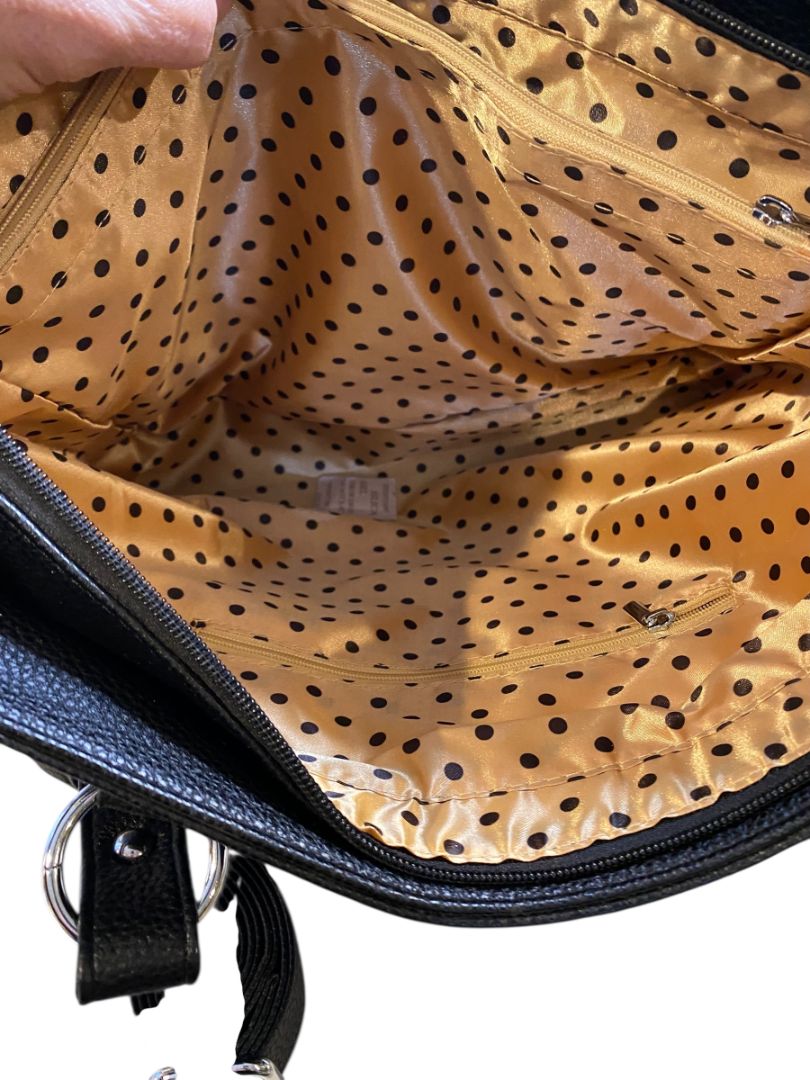 New Black Handbag Tote Rhinestone Bling Detachable Shoulder Strap