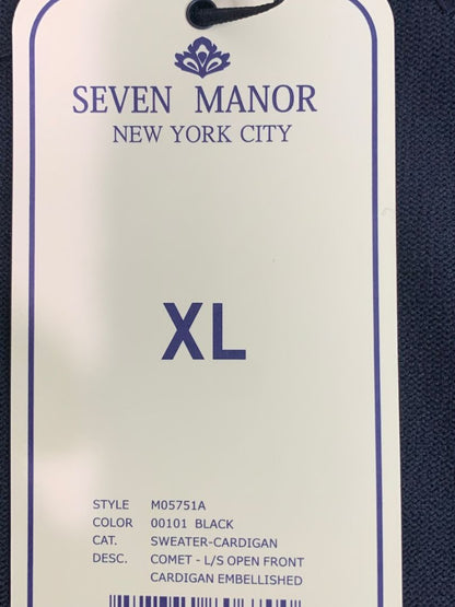 Size XL Seven Manor Womens New Black Embellished Cardigan Sweater Holiday