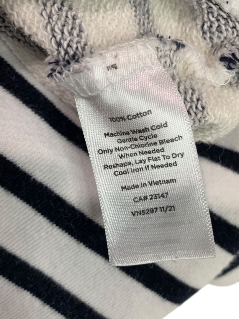 Size XL T by Talbots Womens Zip Up Hoodie Sweatshirt Navy Blue White Stripe