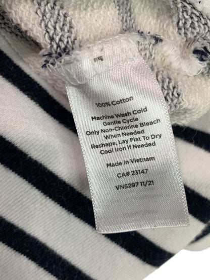 Size XL T by Talbots Womens Zip Up Hoodie Sweatshirt Navy Blue White Stripe