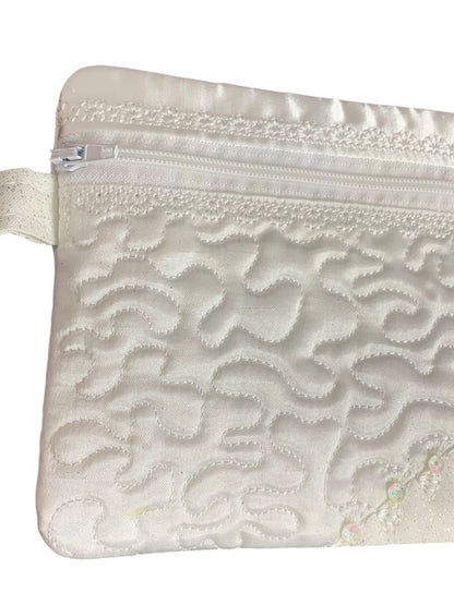 White Satin Bridal Wristlet Wallet Purse 7" x 4.75" New