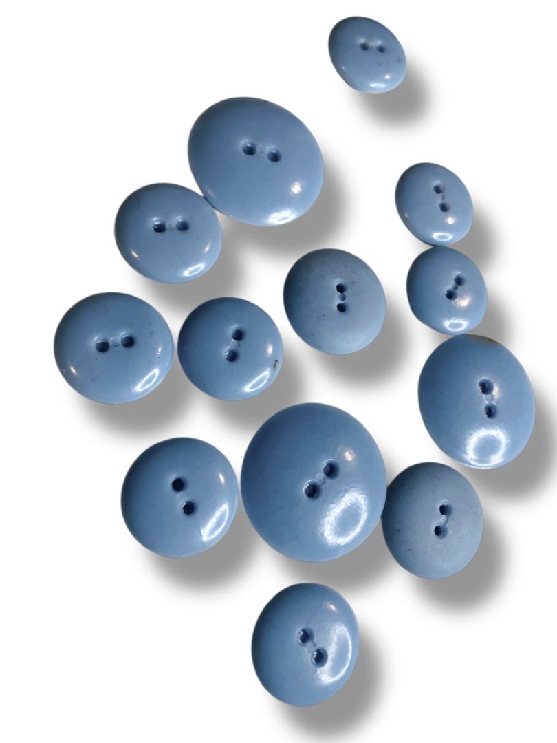 Lot of 13 Midcentury Buttons Plastic Assorted Light Blue Rope Design