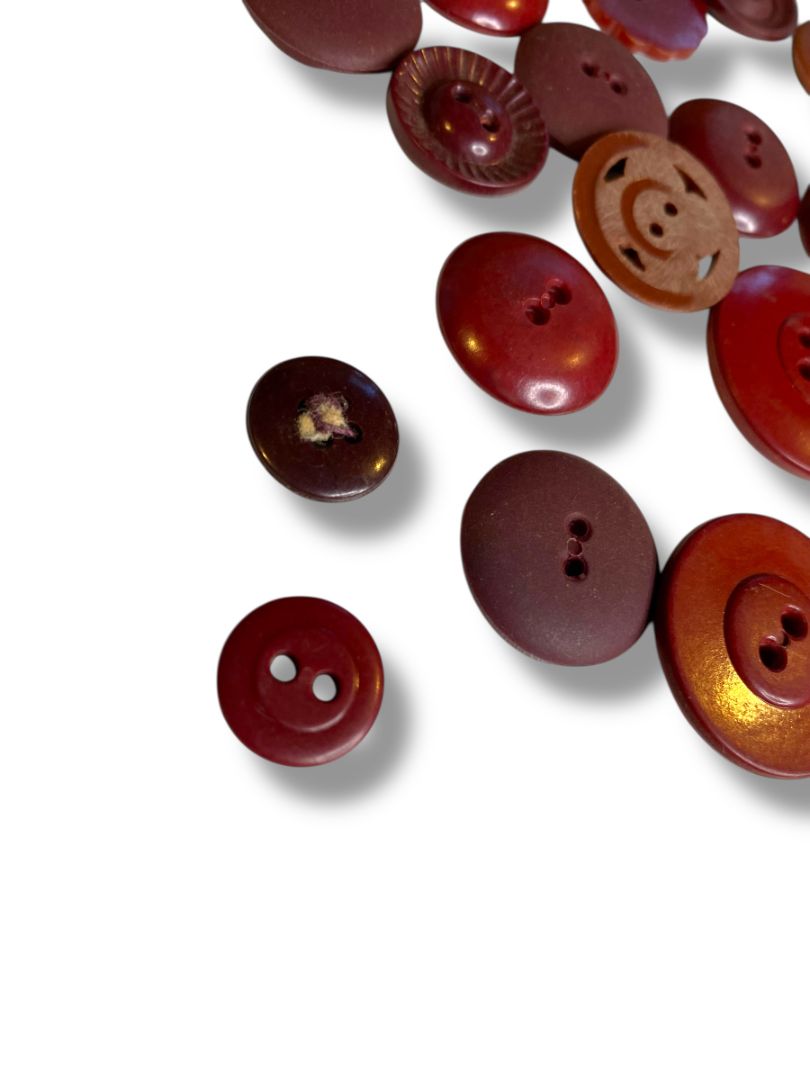 Lot of 36 Midcentury Buttons Assorted Burgundy Brown Styles Craft Sew