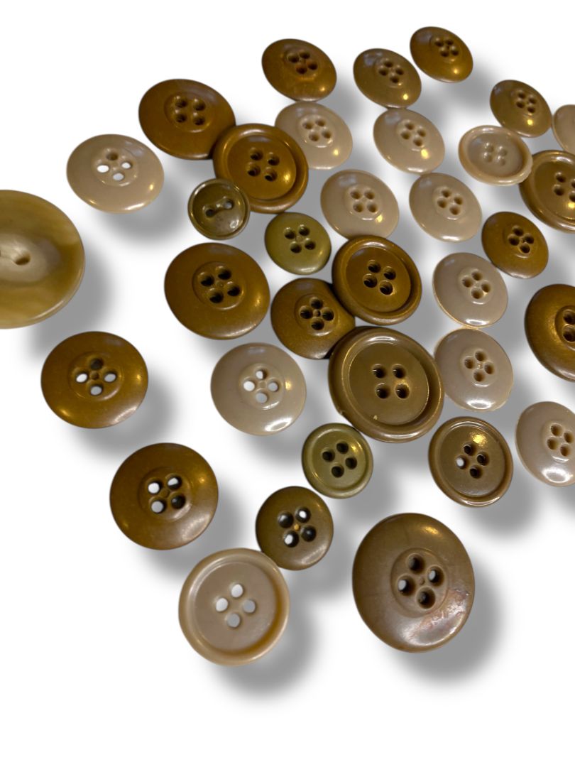 Lot of 34 Midcentury Plastic Buttons Assorted Brown Taupe Craft Sew