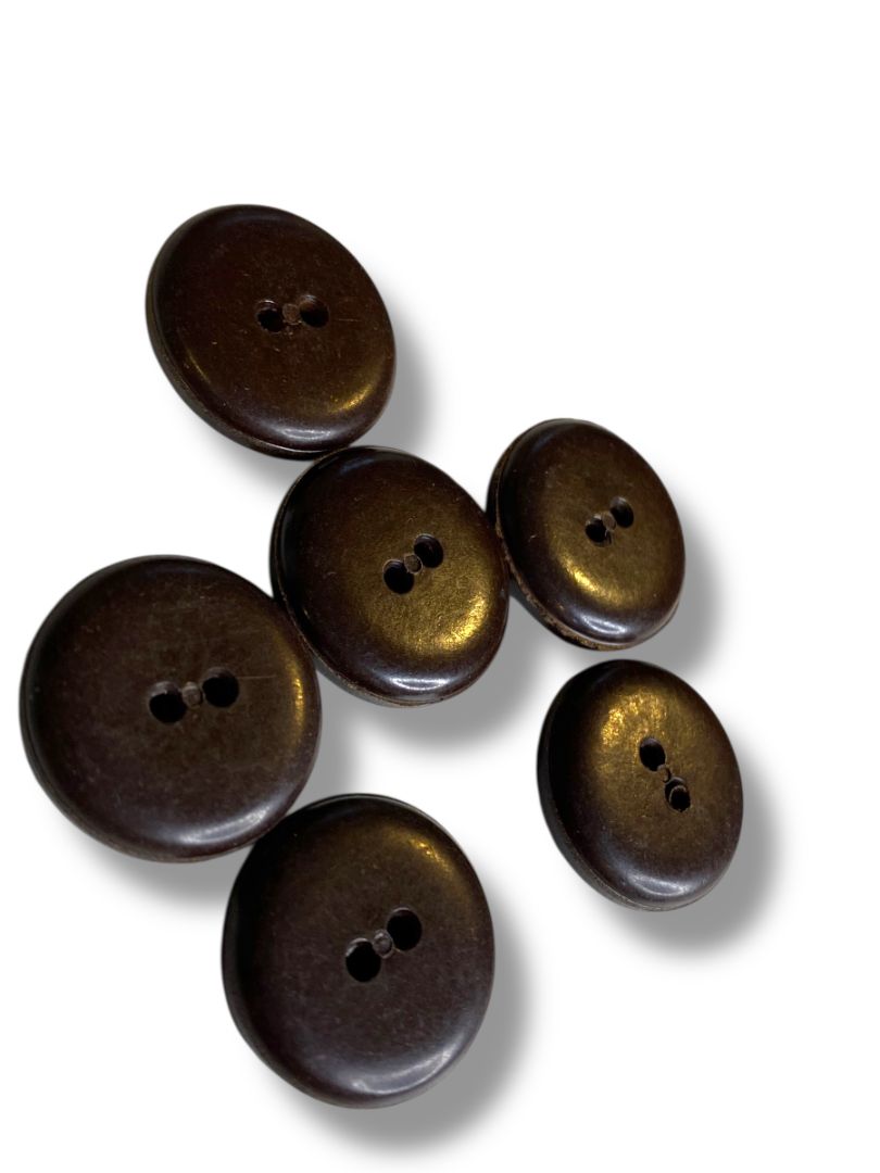 Set of 6 Midcentury Black Plastic Buttons  Sunburst Craft Sew .9" Diameter