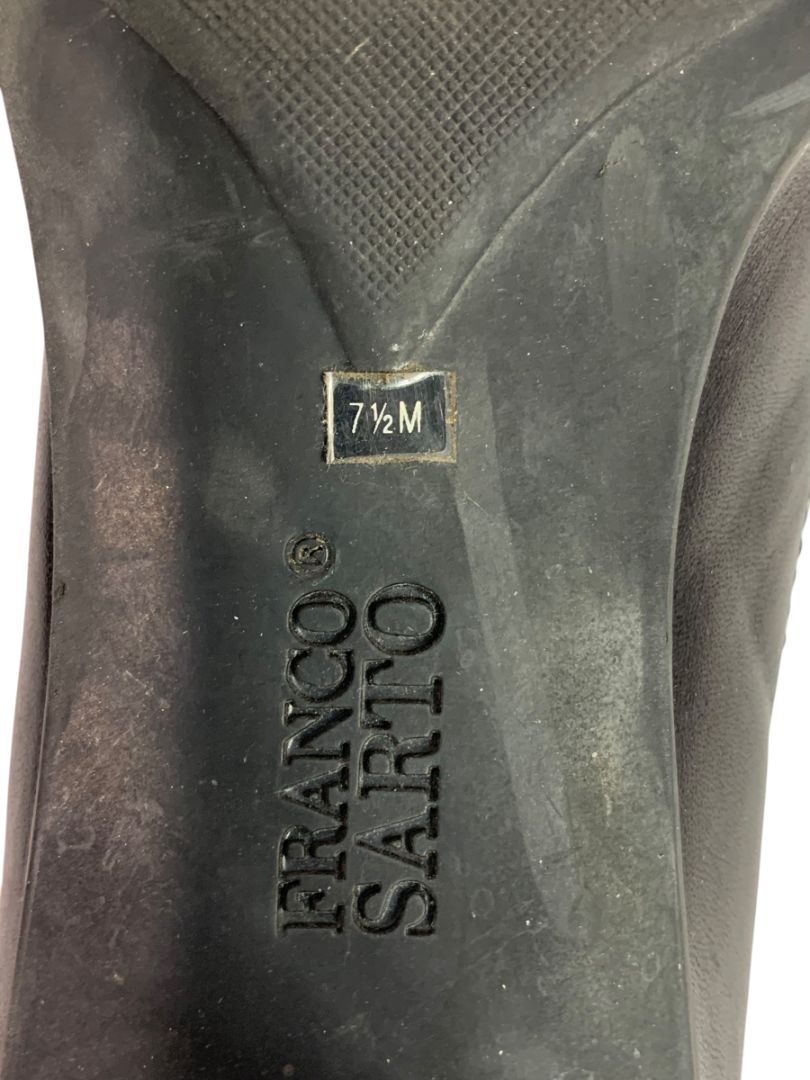 Size 7.5 Franco Sarto Womens Leather Silvertone Buckle 2.5" Block Heel