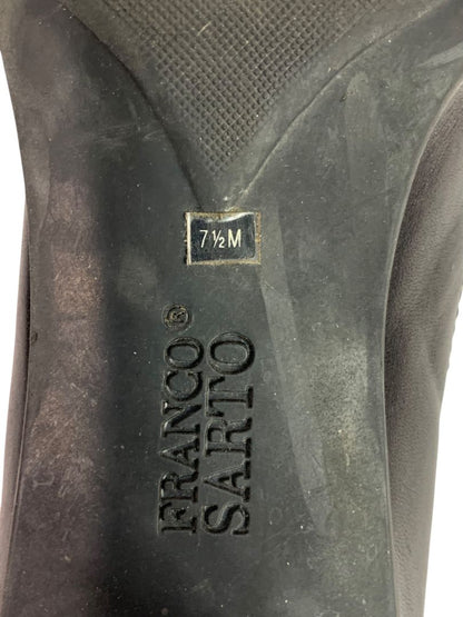 Size 7.5 Franco Sarto Womens Leather Silvertone Buckle 2.5" Block Heel