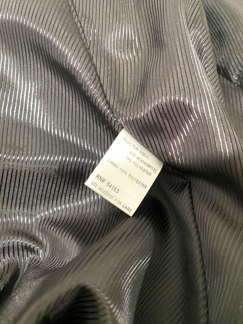 Size Medium Calvin Klein Womens Faux Fur Plush Animal Print Coat Pockets