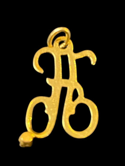 Vintage Goldtone Script "A" Pendant Charm Rhinestone .75"