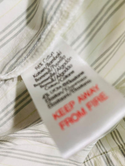 Size Medium Burberry Mens Pajama Set Gray White Stripe Shirt Pants