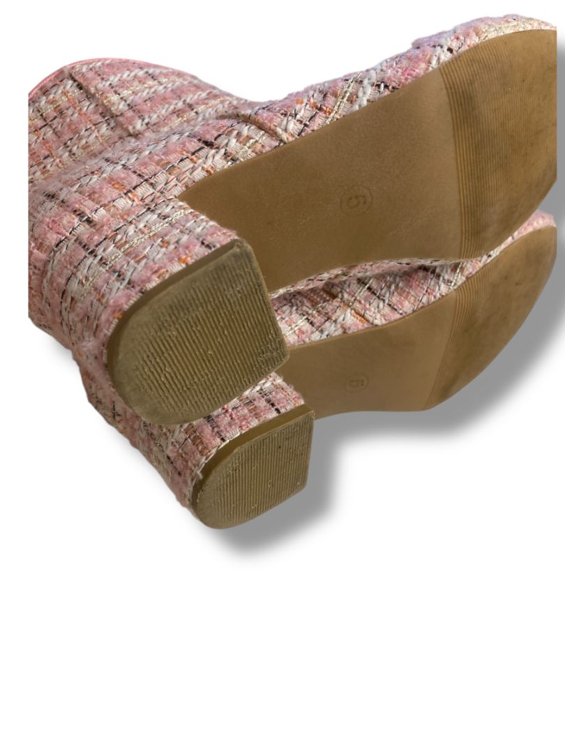 Size 5 Jessica Simpson Girls Parker Boots Booties Pink Tweed