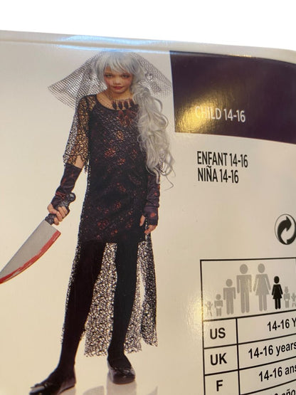 Size XL (14/16) Killer Cockroach Costume Girls Dress Overdress Glovelettes Veil