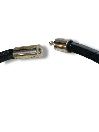 Travel Theme 10 Charm Bracelet 8" Black Leather Cord Silvertone