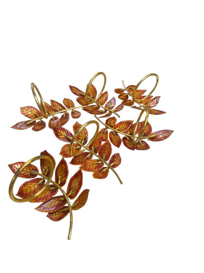 Goldtone Copper Color Leaf Napkin Rings 3.5"