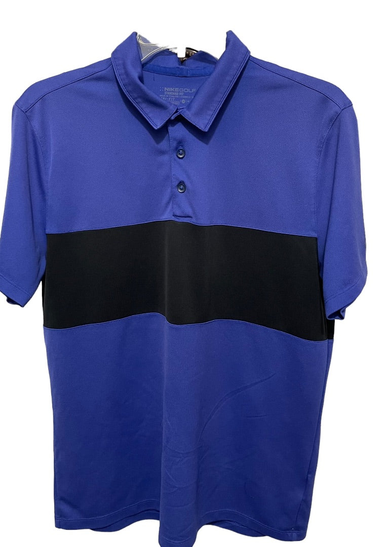 Medium Nike Golf Standard Fit Dri Fit Men's Short Sleeve Shirt Purple Black