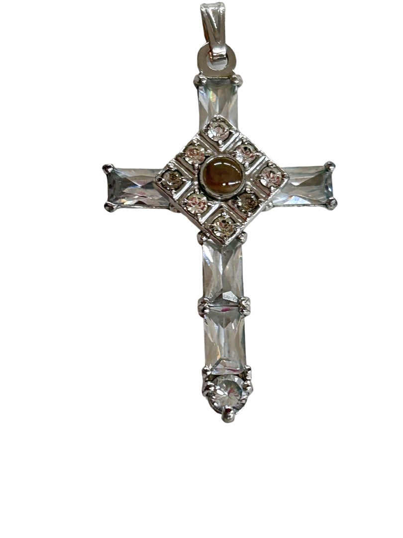 Stanhope Cross Lord's Prayer Necklace Pendant 1.75" Prayer in Stone