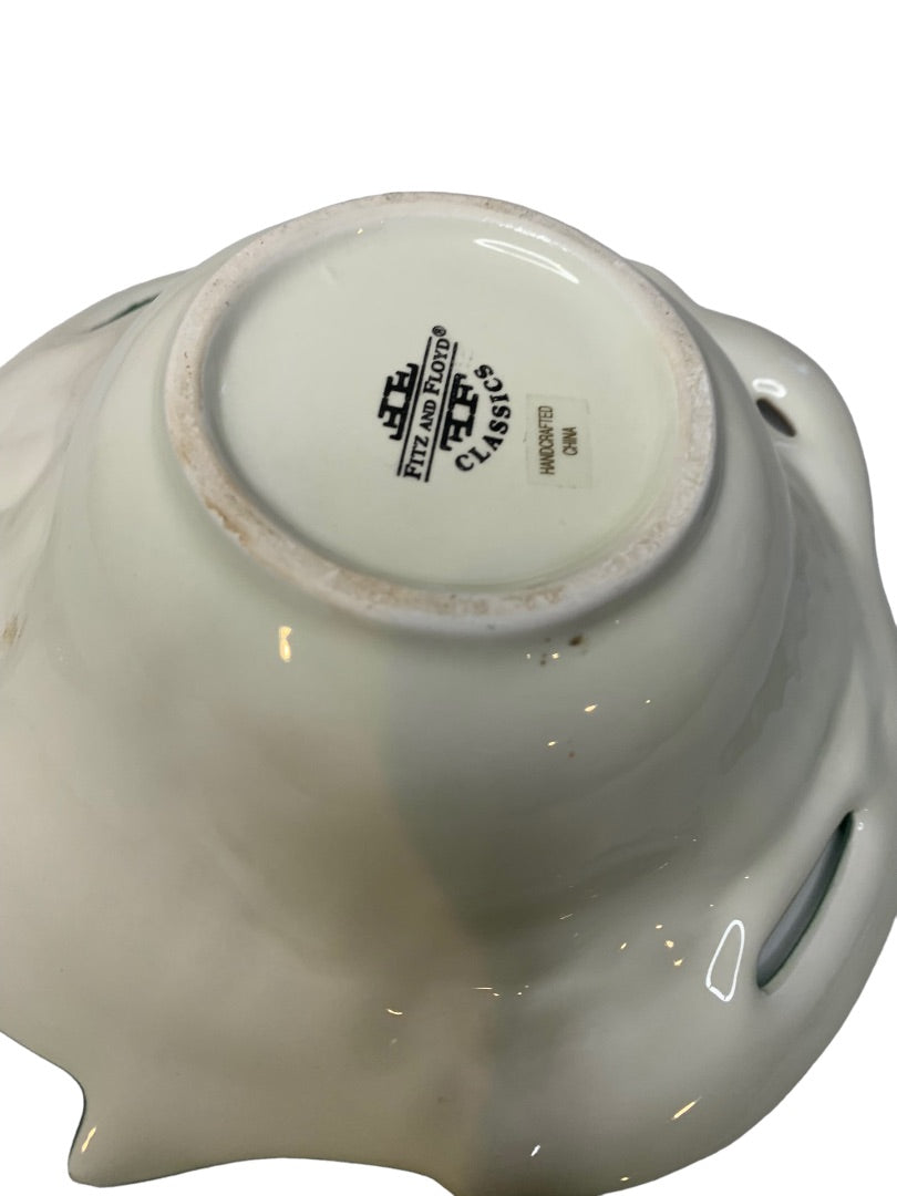 Fitz and Floyd Classic Venezia Flora Candy Mint Nut Bowl 7" Diameter