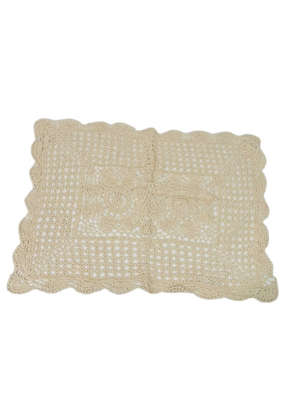 Set of 3 New Pinwheel Crocheted Cotton Ivory Placemats Rectangular Doilies