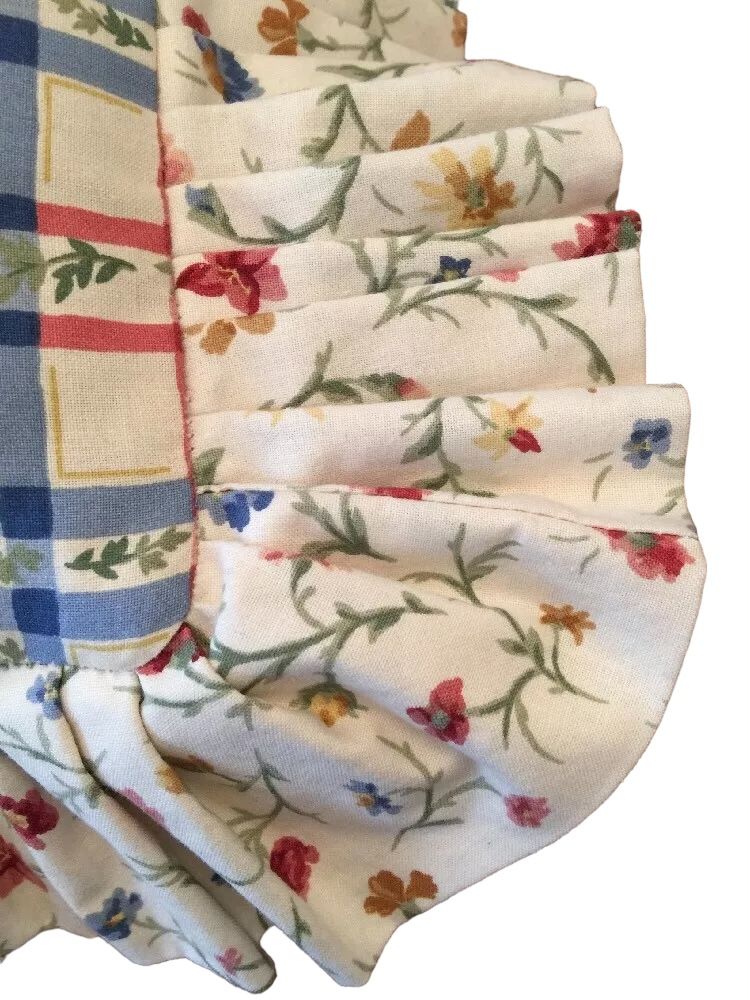 Country Ruffle Plaid Floral Throw Pillow Custom Made 21.5" Square