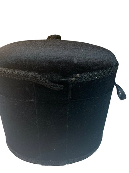Black Velvet Satin Lined Case 7.5"h x 8"l x 6"w Hinged Beaded Brooch
