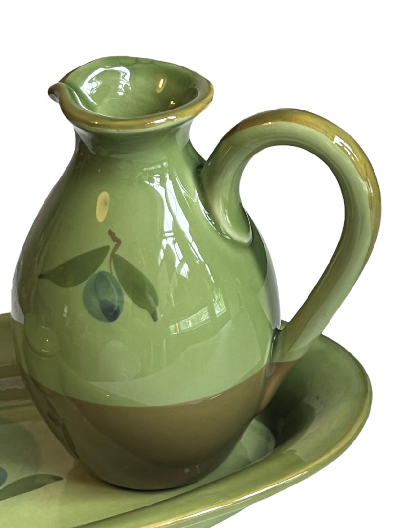 Crate & Barrel Italian Pottery Olive Serving Set