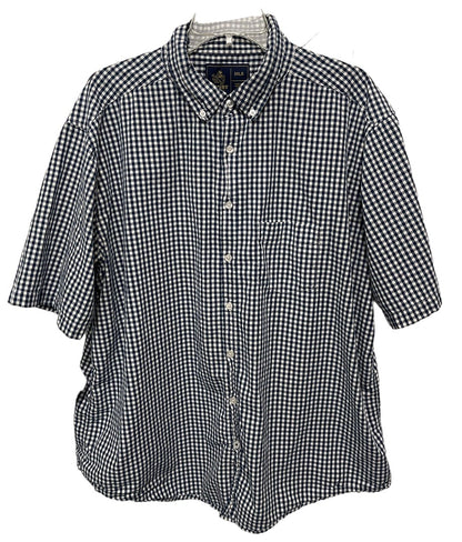 3XLB Rugby University 100% Cotton Plaid Button Down Short Sleeve Big Mens Shirt Pocket