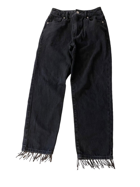 Size 24 Forever 21 Womens Black Jeans Beaded Fringe Denim