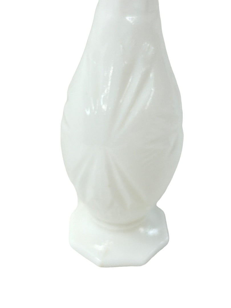 Milkglass Vintage Bud Vase White Glass Starburst Design 7"h