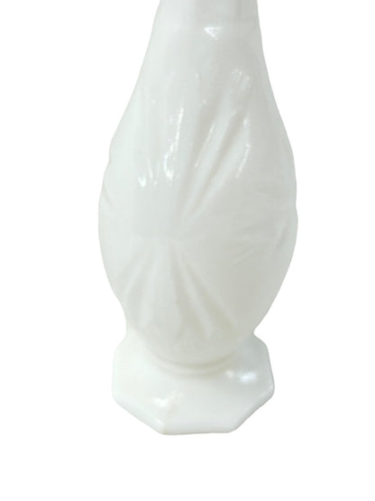 Milkglass Vintage Bud Vase White Glass Starburst Design 7"h