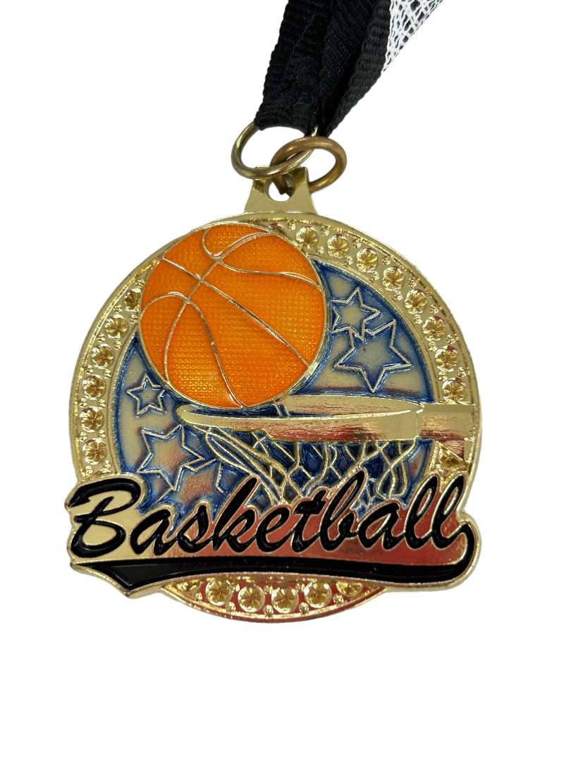 Basketball Medal Crown Diecast Personalized "Cal Sports Fall League 2nd Place Nov 2, 2014"