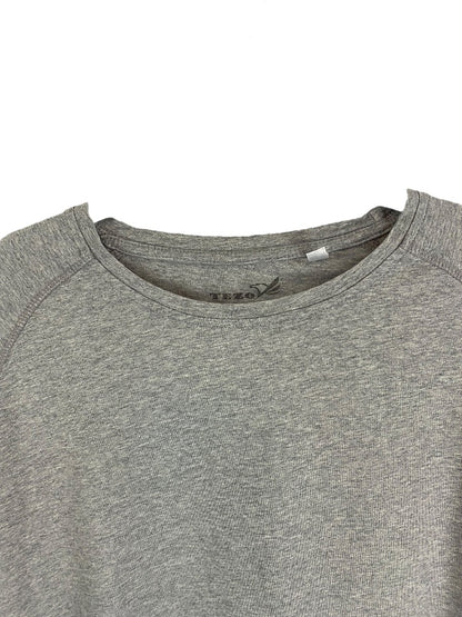 Large Tezo Men's Heathered Gray Long Sleeve Pullover Tshirt