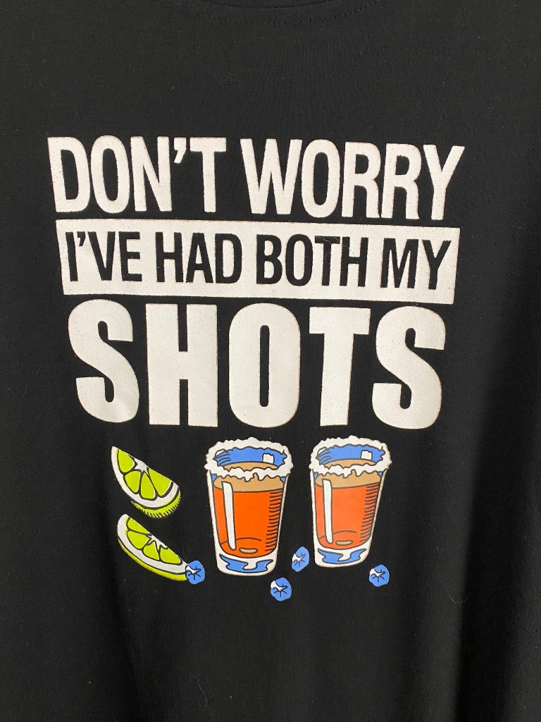 Large Lilicloth Men's Black "Don't Worry I 've Had Both My Shots" Tshirt