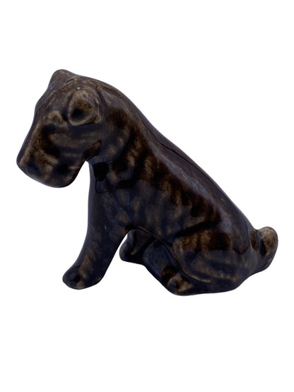 Vintage Dog Figurine Ceramic Brown Glaze 3"