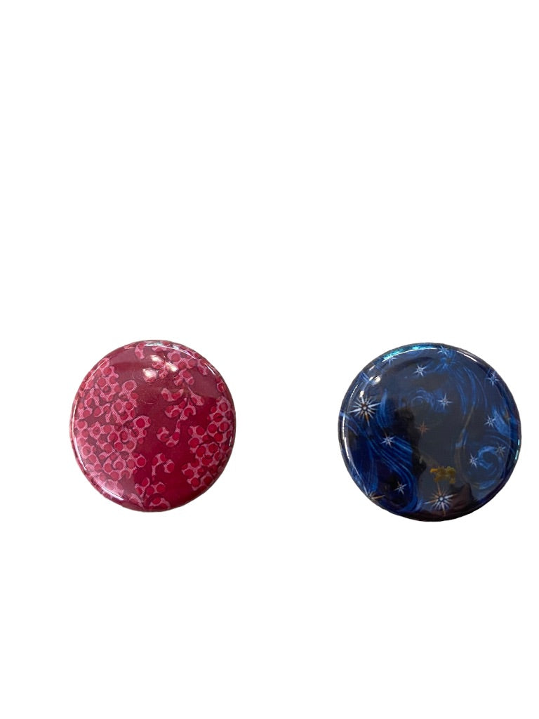 Magnabilities Set of 2 Classic Inserts Insets 1"  Pink Lace Galaxy Blue Design Magnetic Jewelry