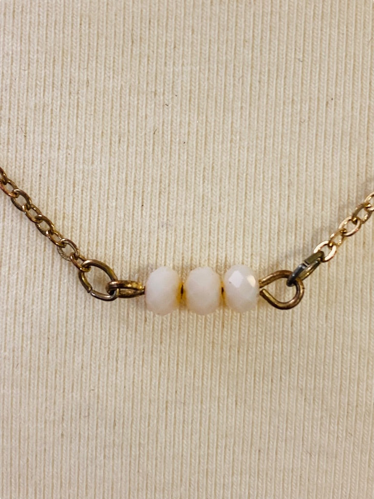 Delicate Goldtone Necklace Blush Pink Faceted Triple Beads Adjustable 15-18" Lobster Clasp