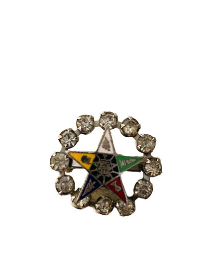 Masonic Pin Order of the Eastern Star Brooch Pin Silvertone .9" Diameter