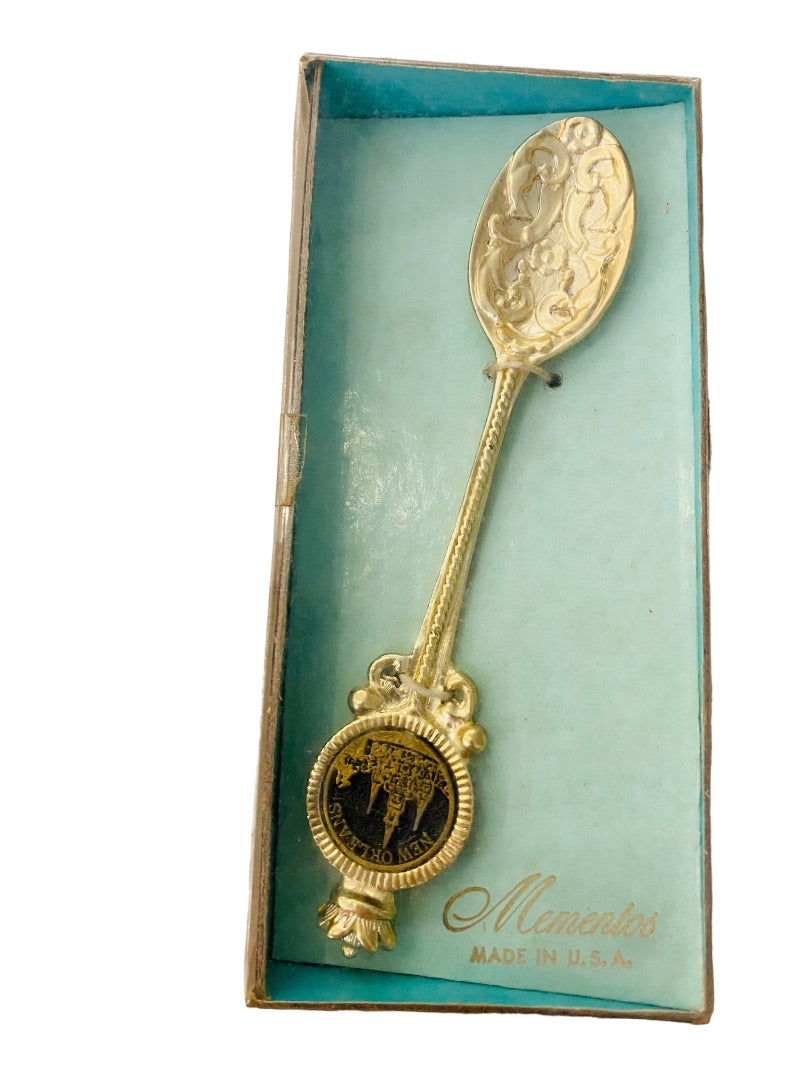 Vintage Mementos Made in USA Souvenir Spoon New Orleans Ornate in Box 4.75"