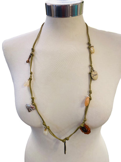 Charm Necklace Boho Eclectic Style Tied Knots Lobster Clasp 34"l Hamso Dreeam Stones