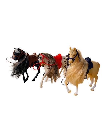 Set of 3 Play Toy Horses Saddles 6.5" Figurines 2018 Just Play