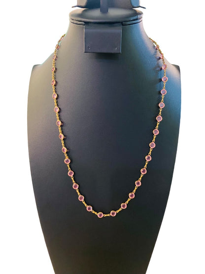 Goldtone Pink Signed Avon 22.5" Necklace Lobster Clasp