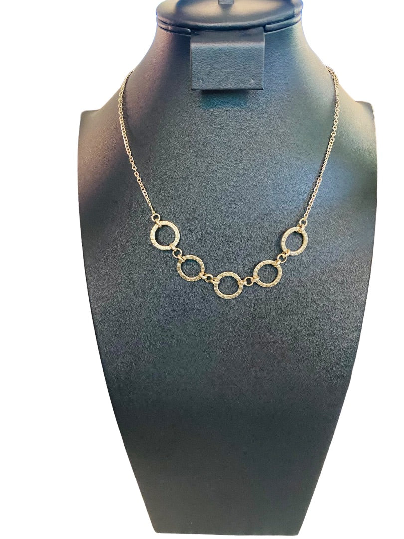 Goldtone Necklace Circles 18.5" Lobster Clasp