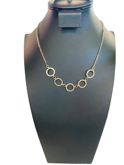 Goldtone Necklace Circles 18.5" Lobster Clasp