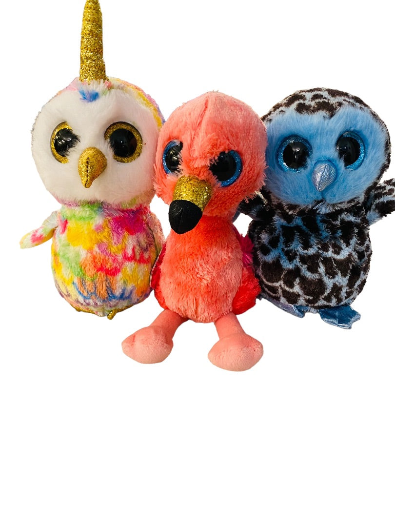 Ty Beanie Boos Stuffled Plush Gilda Flamingo Yago Owl Enchanted Unicorn Owl