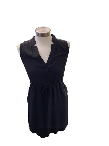 XS LOFT Black Lightweight Summer Dress V-Neck Sleeveless Rayon Black Pockets