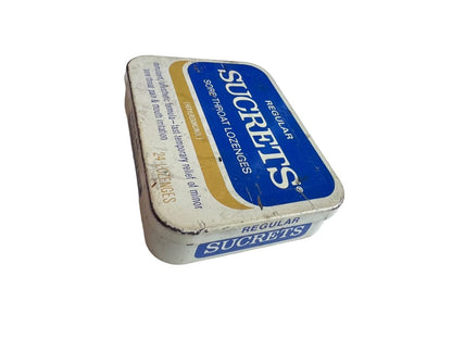 Vintage SUCRETS Tin Empty Sore Throat Lozenge Box Calgon Prop