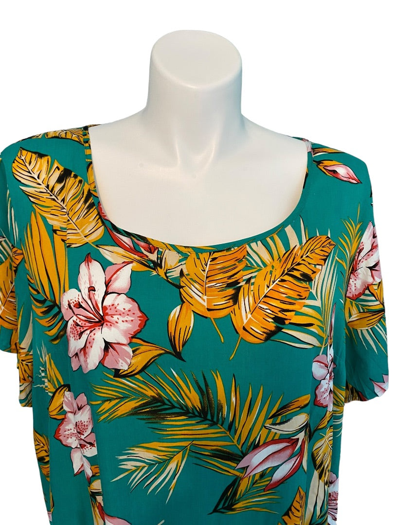 3XL SHEIN Curve Green Floral Tropical Dress