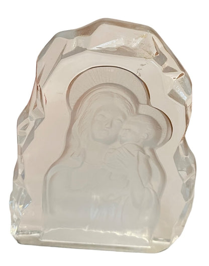 Vintage Virgin Mary & Infant Jesus Art Glass Figurine